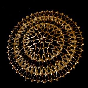 Sarah Coventry Designer Large Midcentury Sunburst Brooch Pin Gold Tone 2.5"